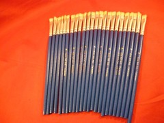 100 pcs.1/4″ WIDE STUBBY PAINT BRUSH GLUE? HOG? BRISTLE DURO-ART GERMANY 6″ LONG