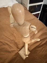 Vintage Wooden Articulated Artist’s Drawing Mannequin Pose – Base Doll 12” 30cm