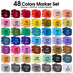 Alcohol Markers for Drawing Coloring 48 Colors Dual-tip Fine and Chisel Tips
