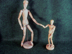 Pair of Artist Wooden Dummy Mannekin Adjustable Limbs Adult Child 30cm