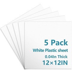 5 Pack White Plastic Sheets 12x12x0.04in Flexible PP Panel DIY Craft Model Makin