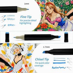 47/169pcs Colors Dual Tip Art Markers Set