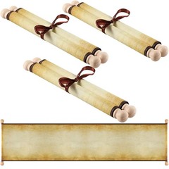Makevivi 3 PCS Blank Scroll Paper with Wood Rods, for 3 PC, Brown and Beige