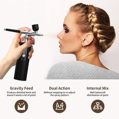 AirBrush Kit with Compressor dual-action airbrush Rechargeable Handheld Air b…