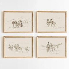 Western Cowboy Wall Art Vintage Canvas Wall Decor Prints Neutral Wall Art Sou…