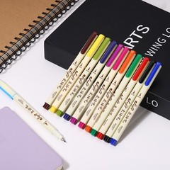 Fineliner Colored Pens, 6 Pcs Sky Blue Felt Brush Tip Fineliner Marker