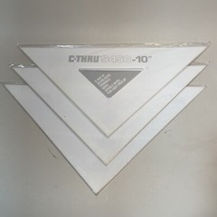 LOT Of 3 C-Thru S450 10 Inch Scholastic 45 Degree Triangles with Double Bevel