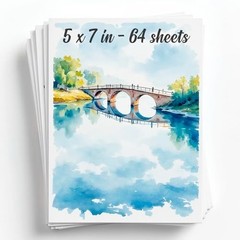 64 Sheets Watercolor Paper Pad – 5″x7″ – Water Color Paper 140lb/300gsm – 100% C