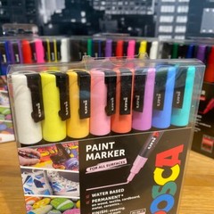 🟢 Uni Posca Paint Markers Pens Art Fine Tip Pastel Colours PC-3M (Set of 8)