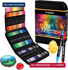 Pagather 72 Colors Acrylic Paint Markers, Dual Tip with Fine Tip and Brush Tip P