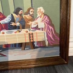 VTG 60’s Painting The Last Supper Religious Jesus Painting 34″x17.5″ Frame