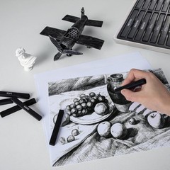 24 PCS Compressed Charcoal Sticks Soft Medium Hard White Vine Drawing Art Tool