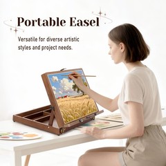 A3 Tabletop Easel for Painting, Adjustable Wooden Art Easel with Page Clips &…