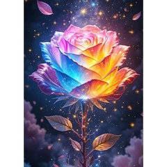Dreamy Rose Diamond Painting Kits for Adults Beginners, 5D Glowing Flower Diamon