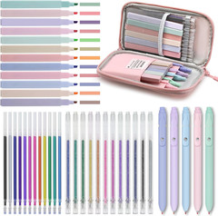 42 Pack Gel Pens for Coloring Books, 5 Gel Pen 0.5Mm Black Ink, 12 Vibrant Spark