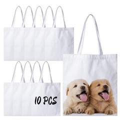 10 Pack Canvas Tote Bags Bulk Sublimation Blanks Tote Bags Polyester Medium R…