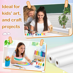 18 Inch Wooden Art Paper Roll Dispenser with 3 Easel Paper Rolls, Craft Papers D