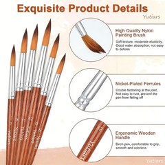 12Pcs Artist Paint Brushes Set Professional Brush Wooden Oil Acrylic Watercolour