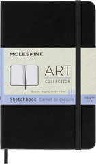 Art Sketchbook, Hard Cover, Pocket (3.5″ X 5.5″) Plain/Blank, Black, 80 Pages