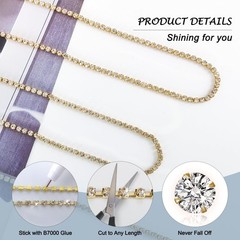 Rhinestone Trim with B7000 Glue, 1 Row 8 Yards Gold Rhinestone Fringe for Cra…