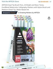 Arteza Pro Series Ever blend Ultra H2O 24 Pc Bright & Neon Tones Markers