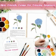 3Pcs Watercolor Workbook – Coloring Book for Beginner, Coloring Books for Adu…
