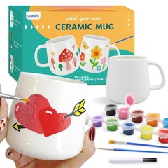 DIY Mug Painting Kit for Adults Kids with 2 Paintable Ceramic Mugs 12 Safe Pa…