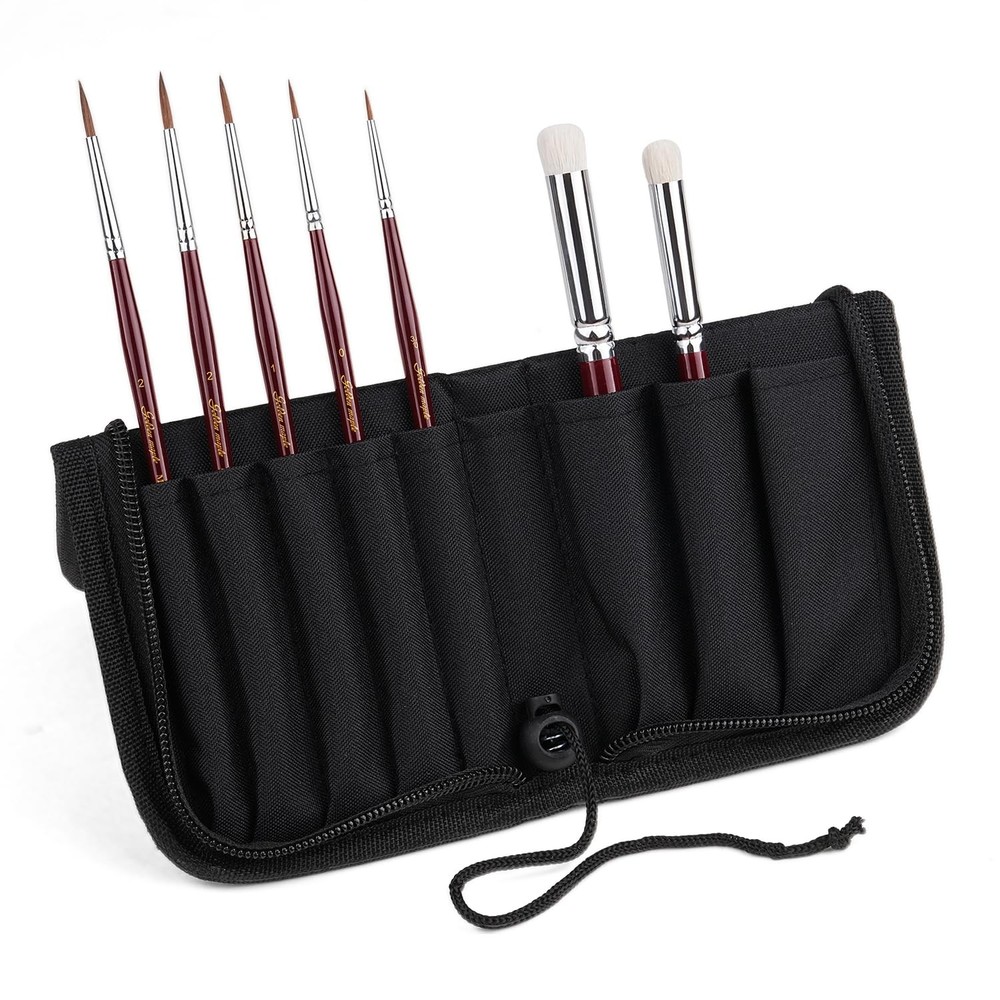 Kolinsky Sable Miniature Paint Brushes – 7pcs Detail Paint Brushes Drybrushes…