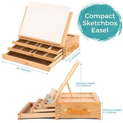 Large Adjustable Tabletop Easel with 3 Storage Drawers, Portable Art Sketch Box