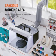 Dual Exhaust Portable Airbrush Spray Booth with Detachable Turntable & Filters