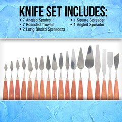 18pc Steel Artist Spatula Palette Knife Set, Apply Oil Acrylic Art Paint Canvas