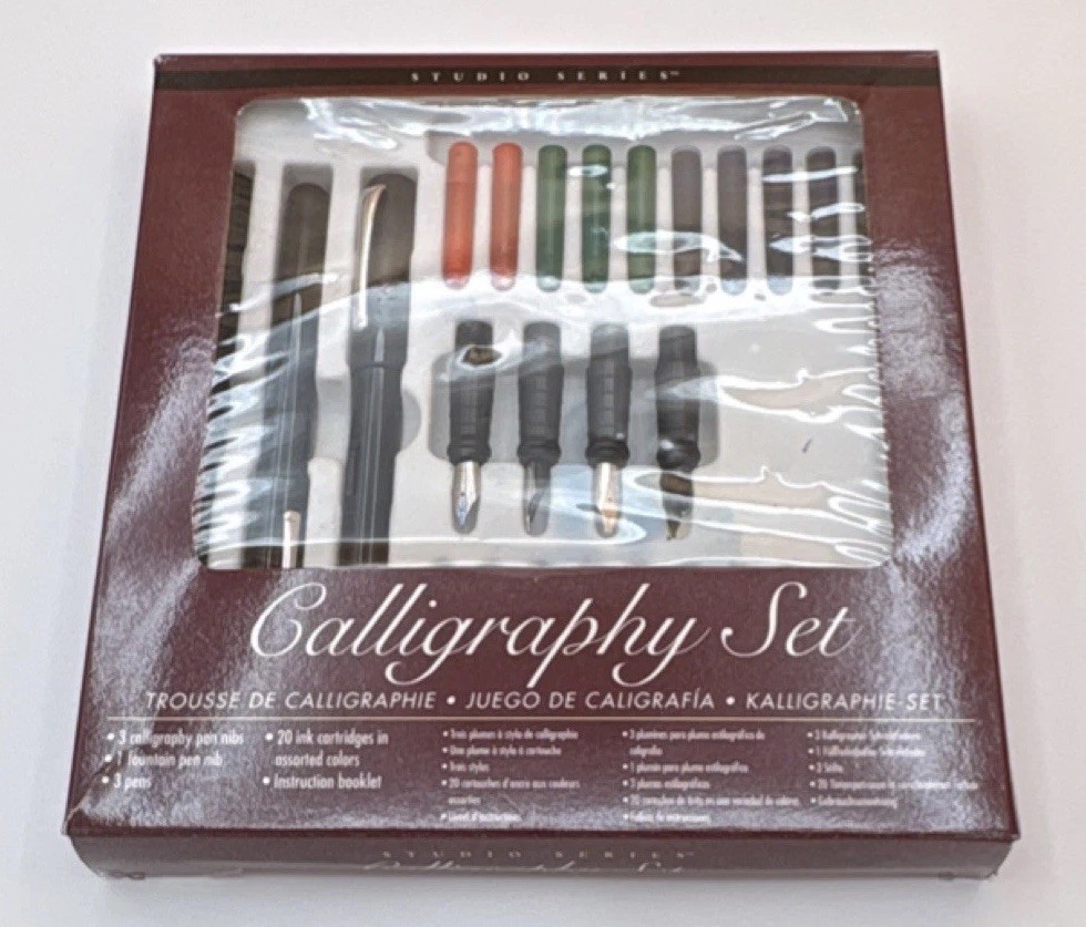 New Peter Pauper Press Studio Series Calligraphy Set, Pens Nibs & Ink, Latin