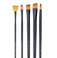 Royal & Langnickel Long-Handle Paintbrush Set & Zip Pouch, Angled, Round, Flat &