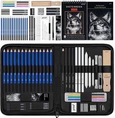 50 Pack Drawing Set Sketch Kit Sketching Supplies with 3 Color Sketchbook