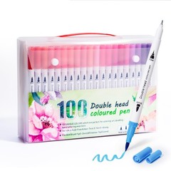100 Colors Dual Tip Art Coloring Markers Set Fine Brush Tip for Drawing
