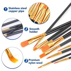 Acrylic Paint Brushes Set 160Pcs Nylon Brush Head Watercolor Oil Mixed Media Art