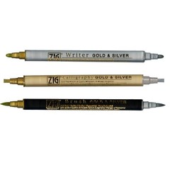 Zig Gold and Silver pens Assortment Set, Professional for Artist, Christmas Card