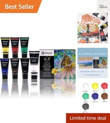 Acrylic Paint Set, 7 Primary Colors – 6×2.02oz/60ml & 1×4.05oz/120ml Titanium…