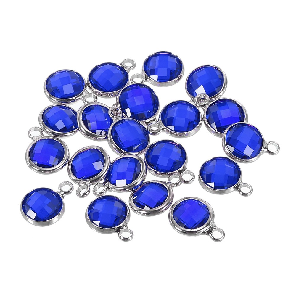 Crystal Birthstone Charm 9mm Dia September Pendant Drop Beads Dark Blue 20Pcs
