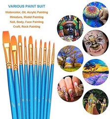 Paint Brushes Set 20 Pcs Round-Pointed Tip Nylon Hair Artist 2 Pack Blue