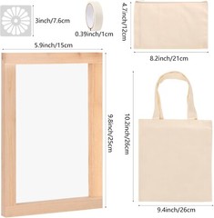 37 Pieces Kids Screen Printing Kit Includes Wood Silk Multicolor