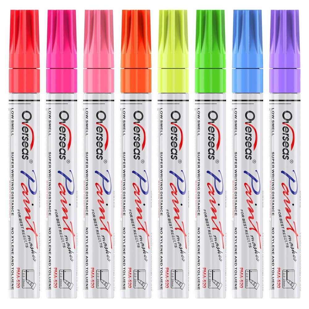 Neon Fluorescent Paint Marker Pens – 8 Colors Oil-Based Paint Markers, Medium…