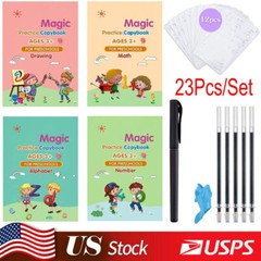 23Pcs Children’s Magic Copybooks Reusable Practice Copybook Calligraphy for Kids