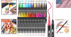 Dual-Tip Coloring Markers Set – 36 Vibrant Colors for Adult Artists