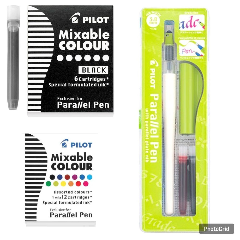 Pilot Parallel Pen 2-Color Black/Red 3.8mm Nib w/Black & Color Ink Refill School