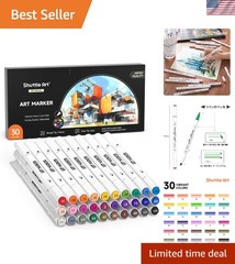 30 Colors Dual Tip Art Markers – Non-Toxic Permanent Pens for All Art Projects