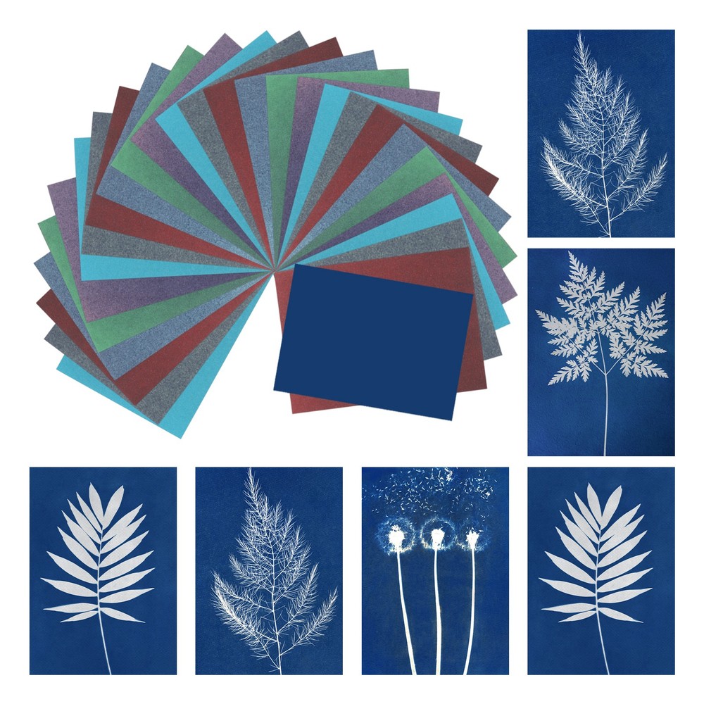 Cyanotype Paper,12 Sheet Sun Print Paper Kit Colored Crafts Paper,8.3×5.8 inch