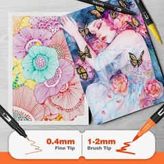 Dual Brush Pens, Markers Adult Coloring Book,100 Colors Art Pens with Fine Po…
