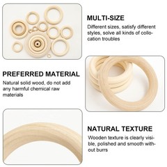 4 Inch Wooden Rings for Craft, 10Pack 100mm Diameter Unfinished Solid Wood Ri…
