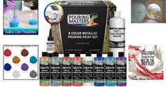 Vibrant Acrylic Pour Paint Set – 8 Metallic Colors with Silicone & Gloss Medium